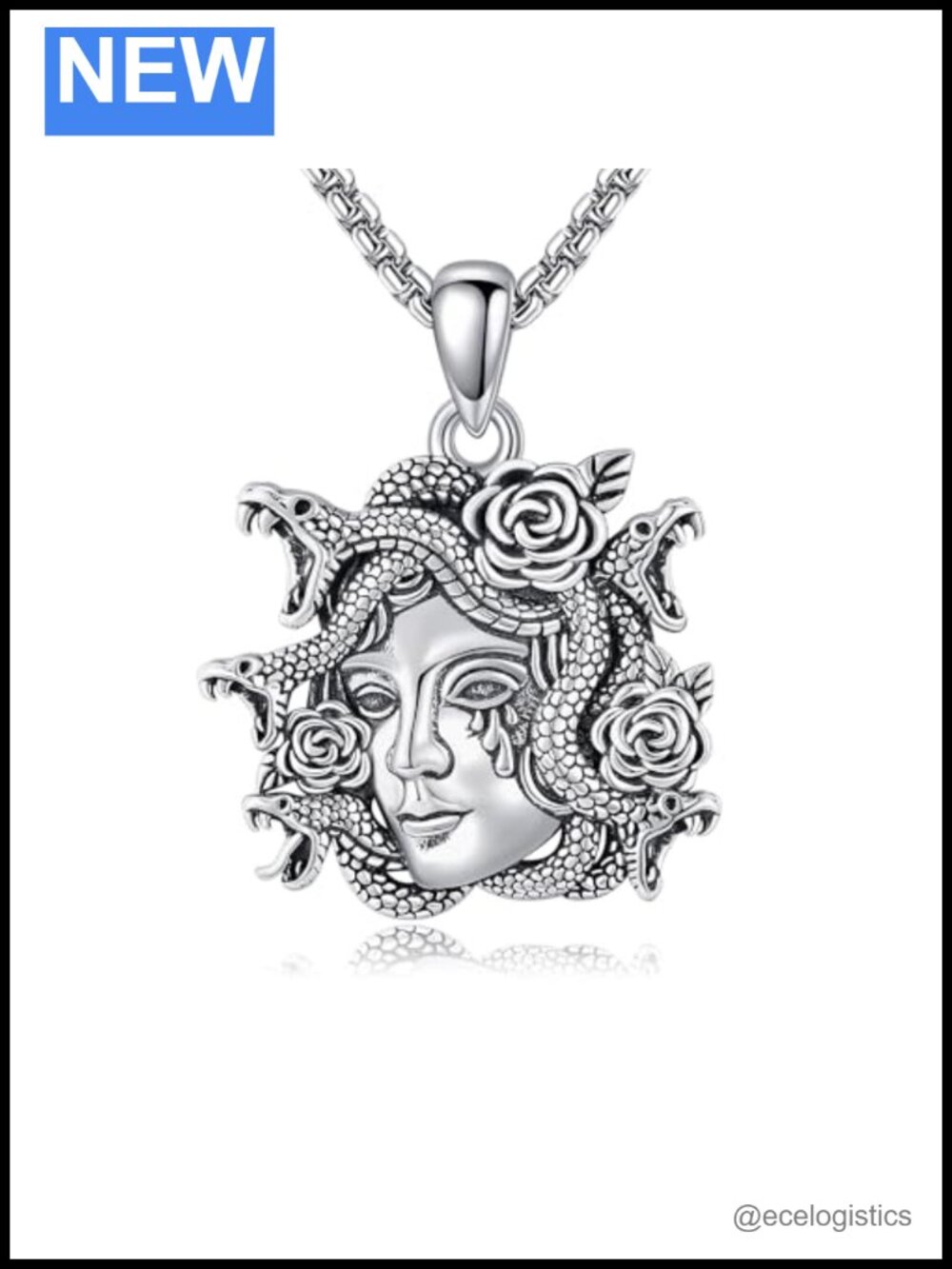 925 Sterling Silver Medusa Pendant Necklace Gothic Witchy Jewelry